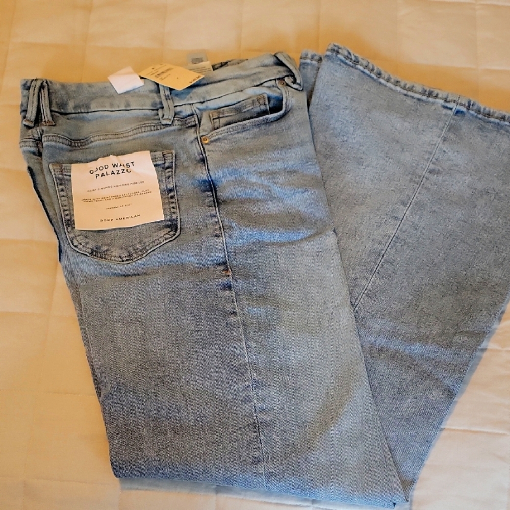NWT Good American Good Waist Palazzo Jeans